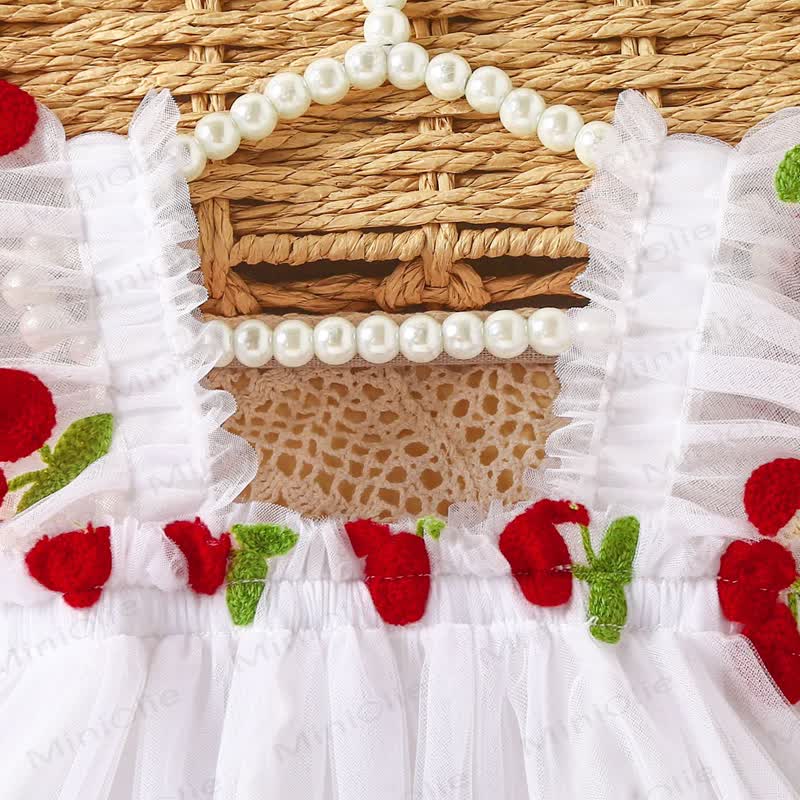 女の子用スウィートフライングスリーブメッシュDress - image 18