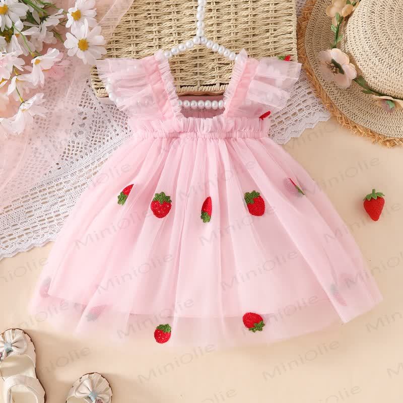 女の子用スウィートフライングスリーブメッシュDress - image 19