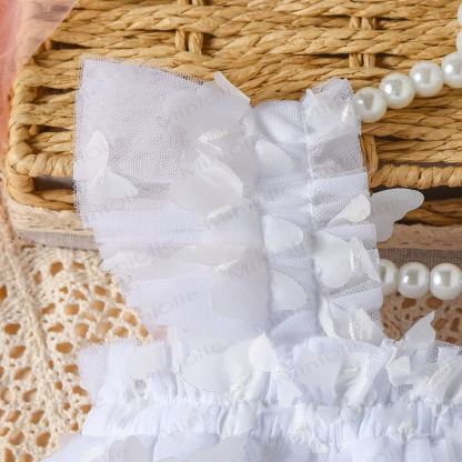 女の子用スウィートフライングスリーブメッシュDress - image 25