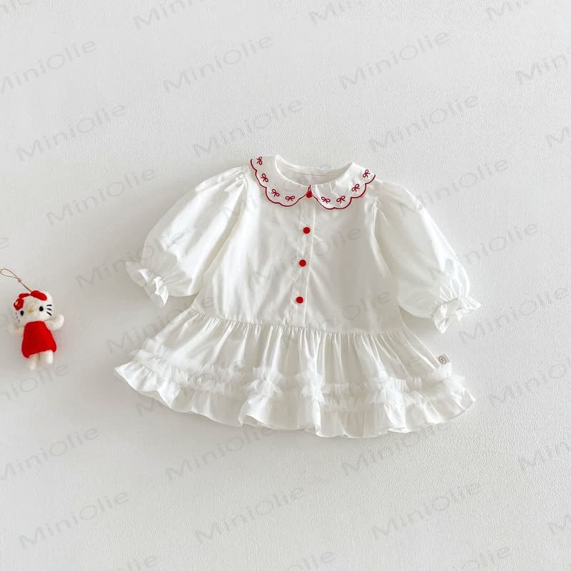 ベビーガールズ 蝶結びカラーDress - 白 - 5～7歳 - image 3