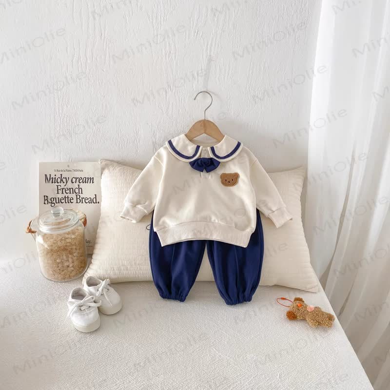 ベビー幼児用ボウベアカラーブロック2点セット - ダークブルー - 3～5歳 - image 1