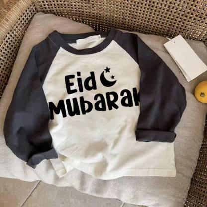 EID MUBARAKベビー ダークグレー ラグランTシャツ - ドラック・グレイ - 2～3歳 - image 1