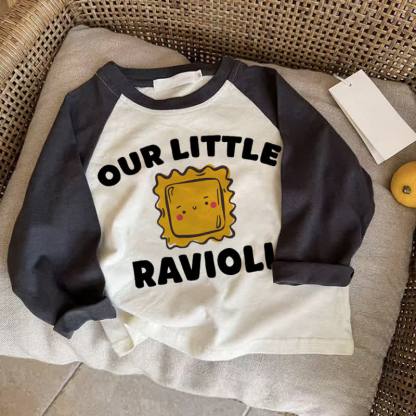 OUR LITTLE RAVIOLIベビー ダークグレー ラグランTシャツ - ドラック・グレイ - 2～3歳 - image 1