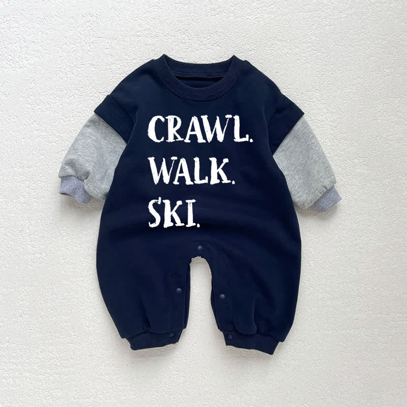 CRAWL WALK SKI幼児用 ダークブルー カラーブロック ロンパース - ダークブルー - 18～24ヶ月 - image 1