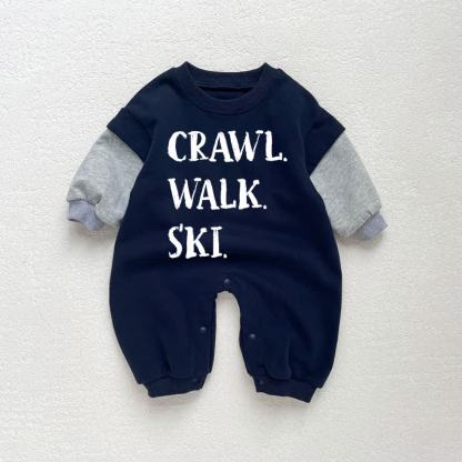 CRAWL WALK SKI幼児用 ダークブルー カラーブロック ロンパース - ダークブルー - 18～24ヶ月 - image 1