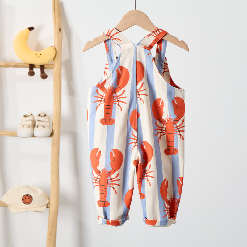 ベビー幼児用ブルーホワイトストライプロブスター織りオーバーオール - image 3