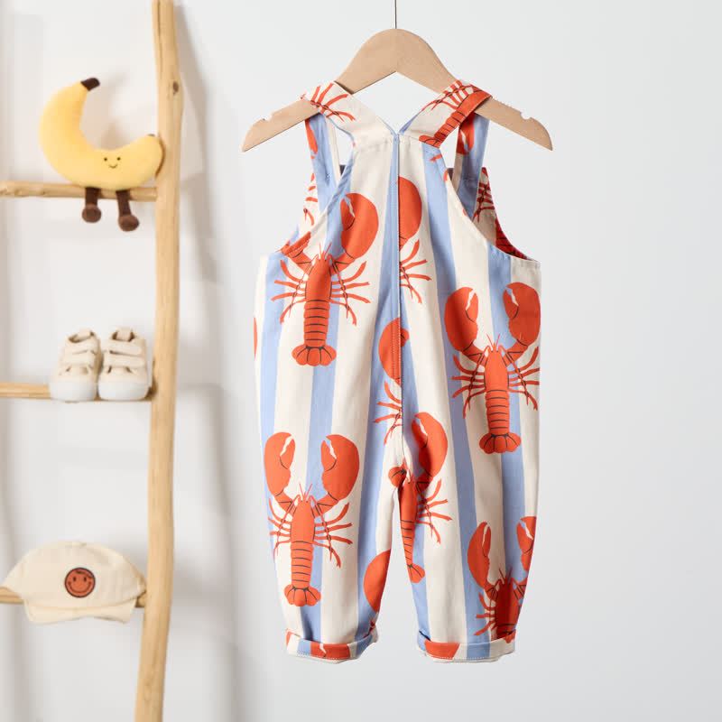 ベビー幼児用ブルーホワイトストライプロブスター織りオーバーオール - image 3