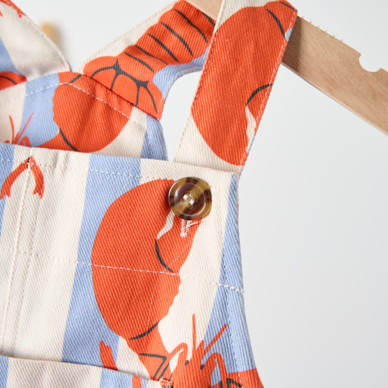 ベビー幼児用ブルーホワイトストライプロブスター織りオーバーオール - image 4