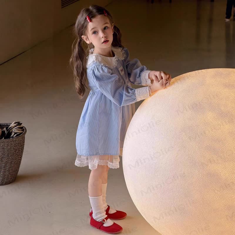 SUPER幼児用女の子用ブルーストライプレースDress - image 4