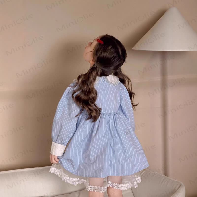 SUPER幼児用女の子用ブルーストライプレースDress - image 6