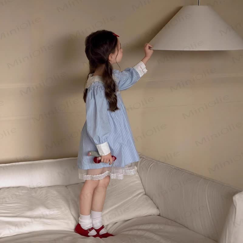SUPER幼児用女の子用ブルーストライプレースDress - image 2