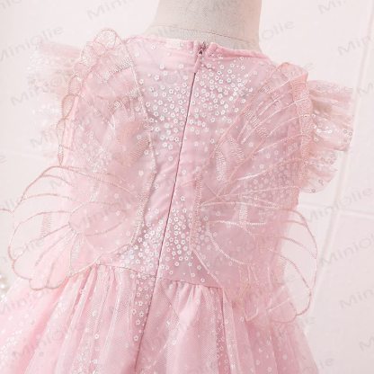 幼児用女の子用リボンメッシュDress - image 3