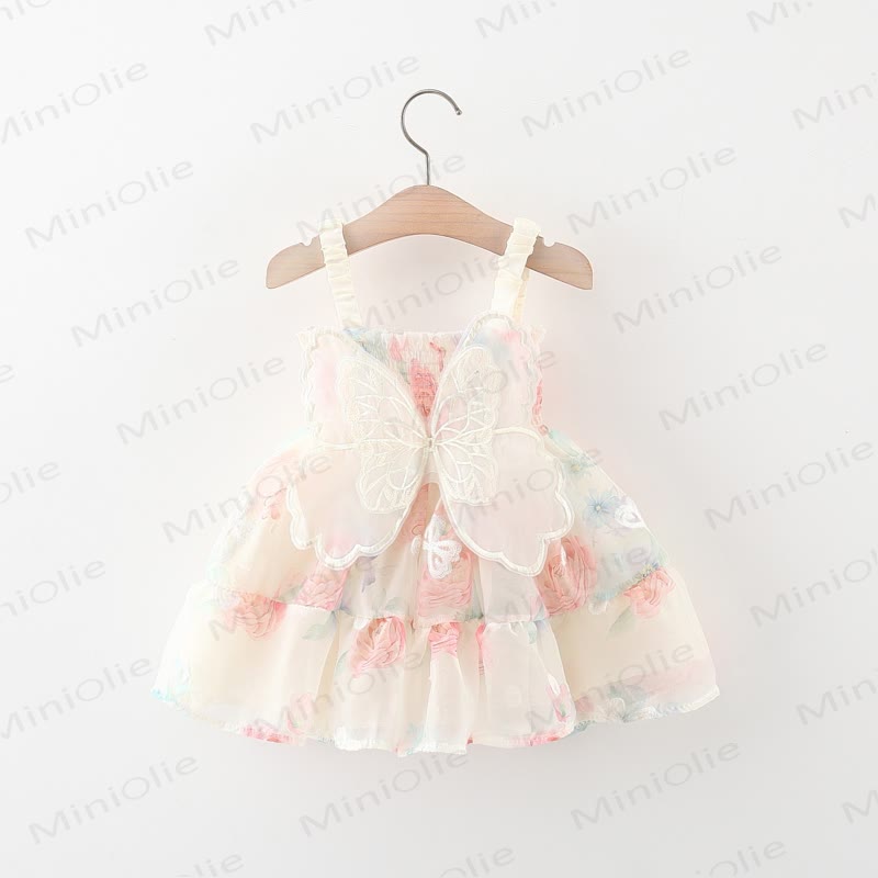ベビー幼児女の子用フラワーリボンDress - ベージュ - 3～5歳 - image 1