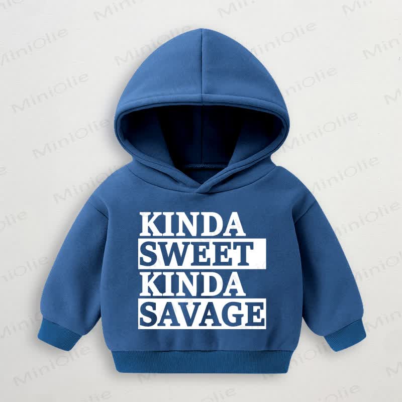 KINDA SWEET KINDA SAVAGEベビー 幼児用 ブルー フーディー スウェットシャツ - 青 - 3～5歳 - image 1