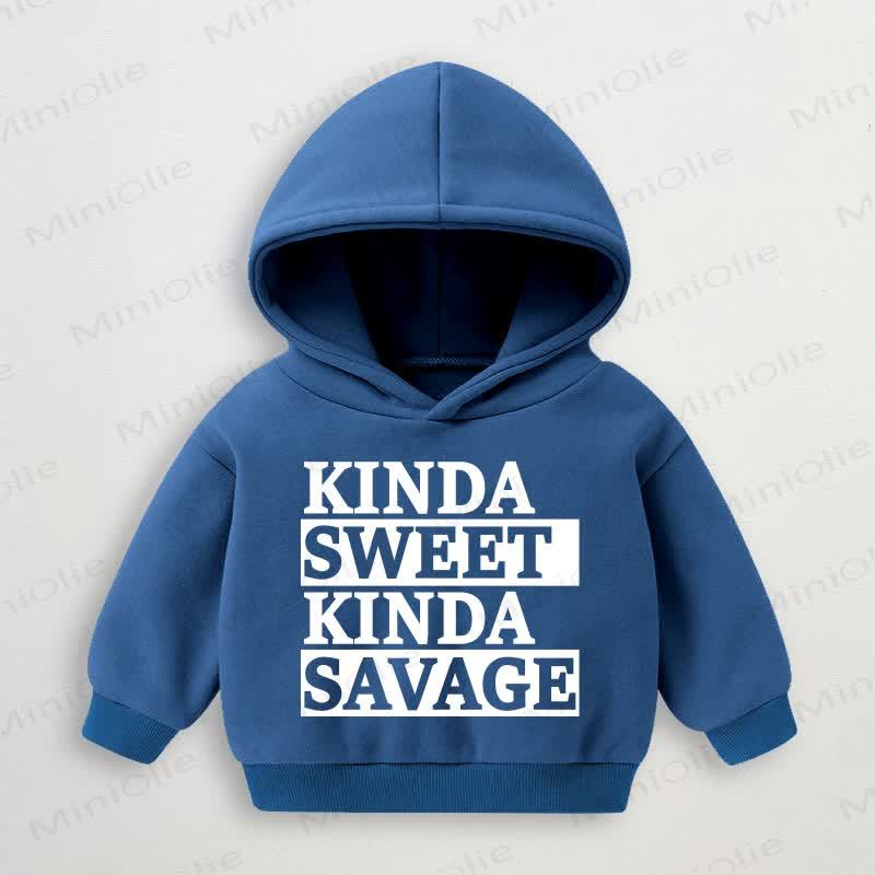 KINDA SWEET KINDA SAVAGEベビー 幼児用 ブルー フーディー スウェットシャツ - 青 - 3～5歳 - image 1