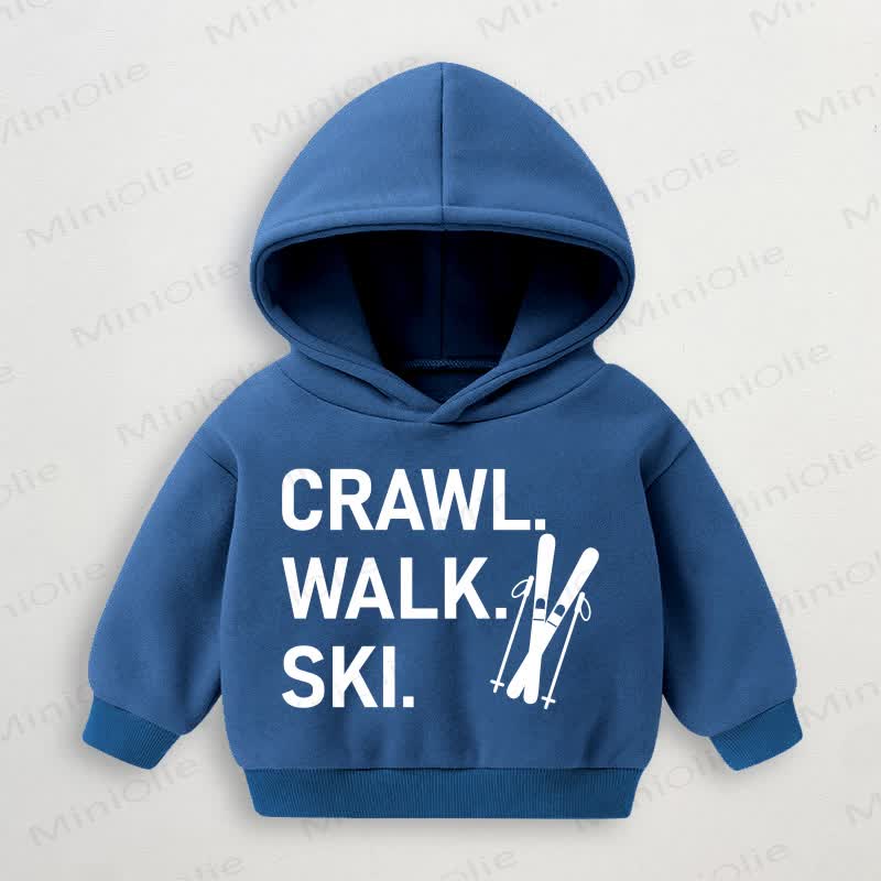 CRAWL. WALK. SKI.ベビー幼児用ブルーパーカースウェットシャツ - 青 - 3～5歳 - image 1
