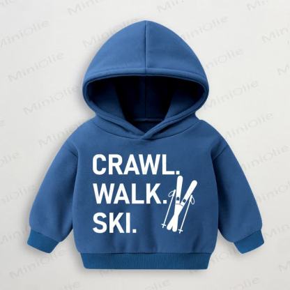 CRAWL. WALK. SKI.ベビー幼児用ブルーパーカースウェットシャツ - 青 - 3～5歳 - image 1