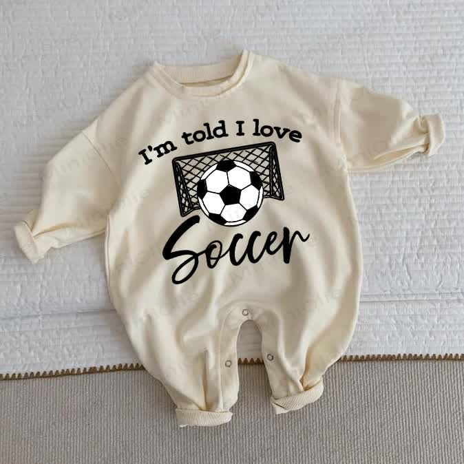 I'M TOLD I LOVE SOCCERベビー幼児用ベージュロンパース - ベージュ - 2～3歳 - image 1