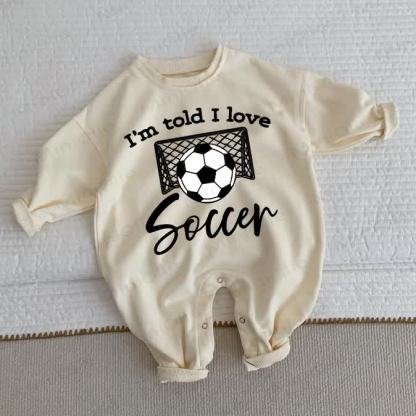 I'M TOLD I LOVE SOCCERベビー幼児用ベージュロンパース - ベージュ - 2～3歳 - image 1