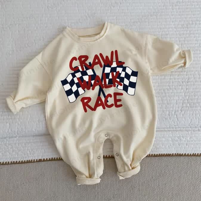 CRAWL WALK RACE幼児用 ベージュ ロンパース - ベージュ - 2～3歳 - image 1