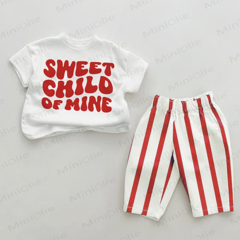 SWEET CHILD OF MINEベビーレッド 縦縞 2点セット - 白と赤 - 2～3歳 - image 1