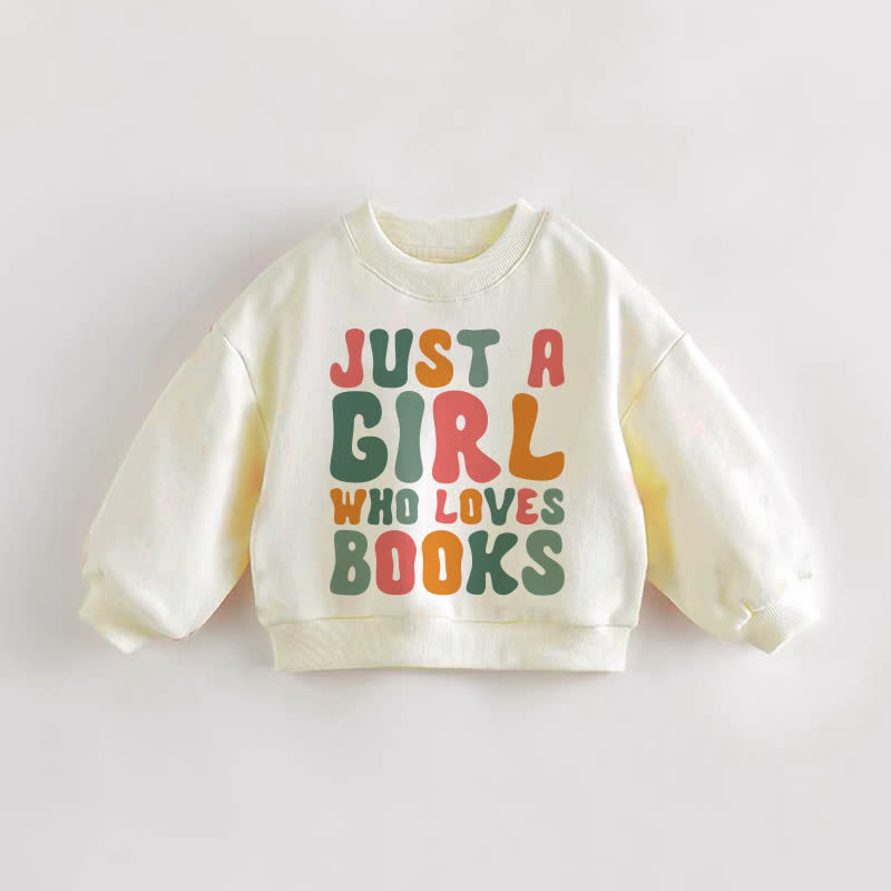 JUST A GIRL WHO LOVE BOOKS幼児用 クリーム スウェットシャツ - クリーム - 3～5歳 - image 1