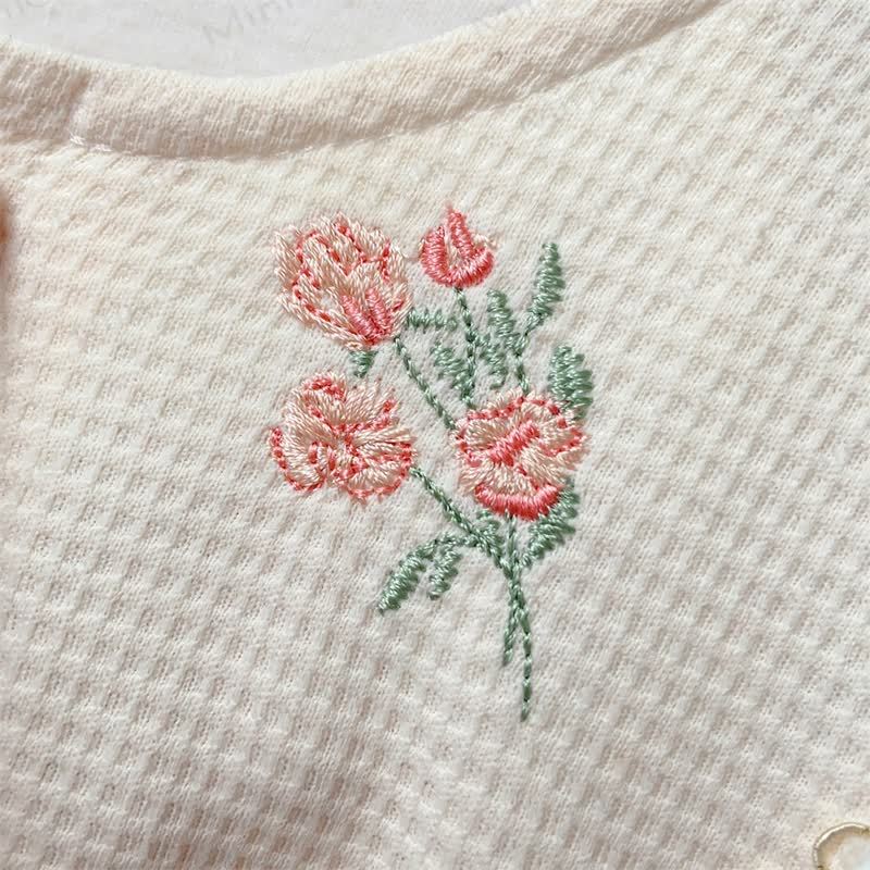 女の子用花柄刺繍パジャマロンパース - image 5