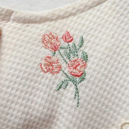 女の子用花柄刺繍パジャマロンパース - image 5