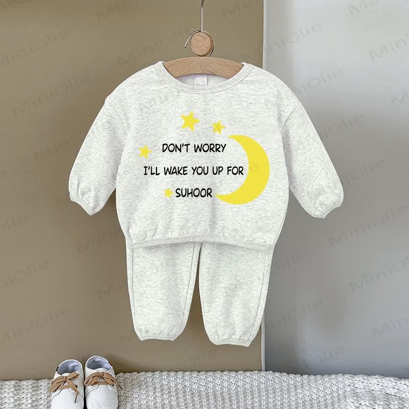 DON'T WORRY I'LL WAKE YOU UP FOR SUHOOR。ベビーグレー スウェットシャツ 2点セット - グレー - 2～3歳 - image 1