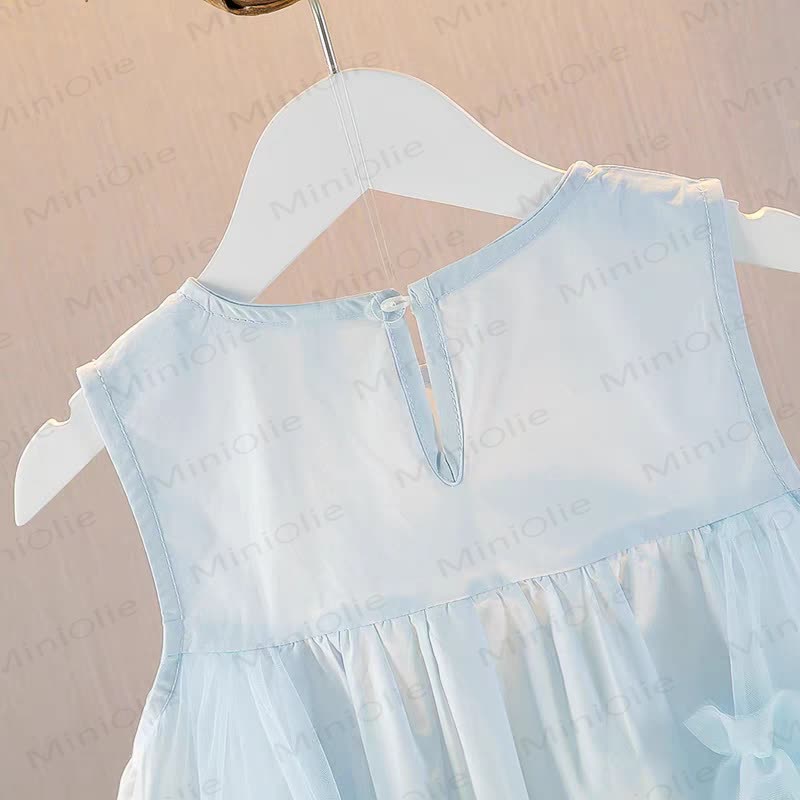 幼児用女の子用花柄メッシュノースリーブDress - image 5