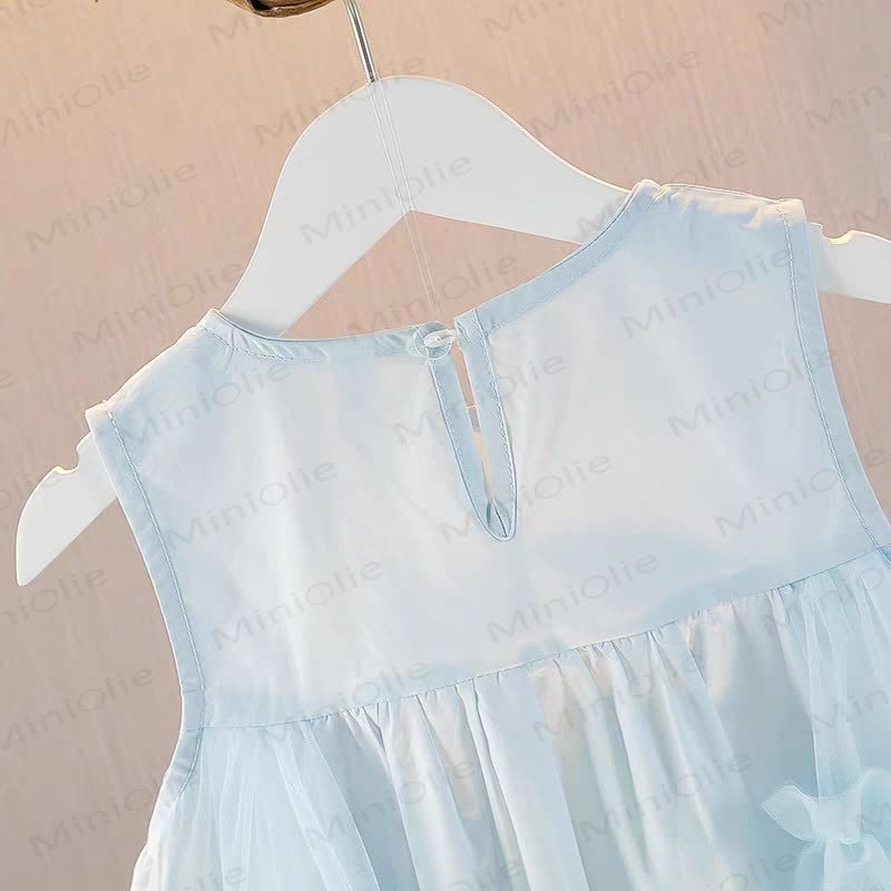 幼児用女の子用花柄メッシュノースリーブDress - image 5