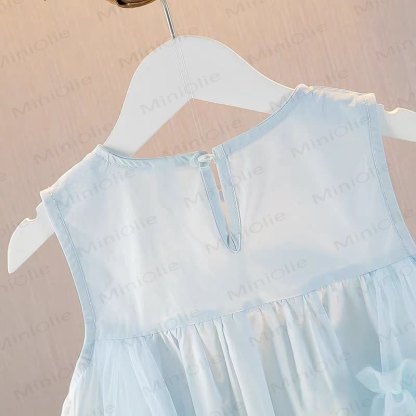 幼児用女の子用花柄メッシュノースリーブDress - image 5