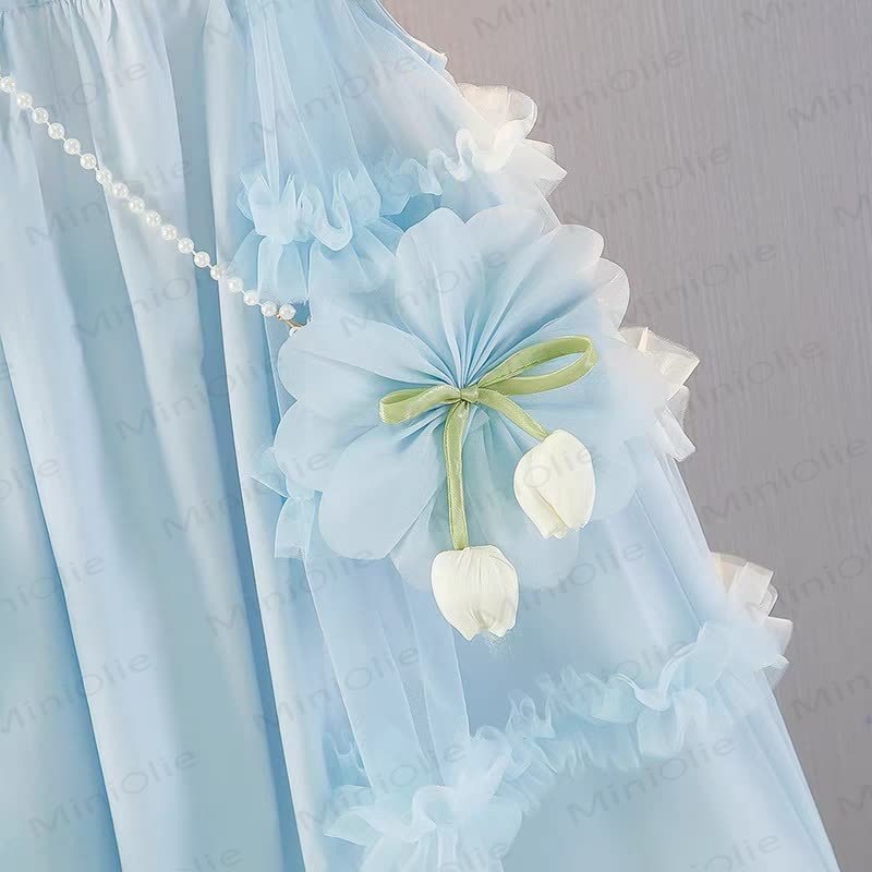 幼児用女の子用花柄メッシュノースリーブDress - image 6