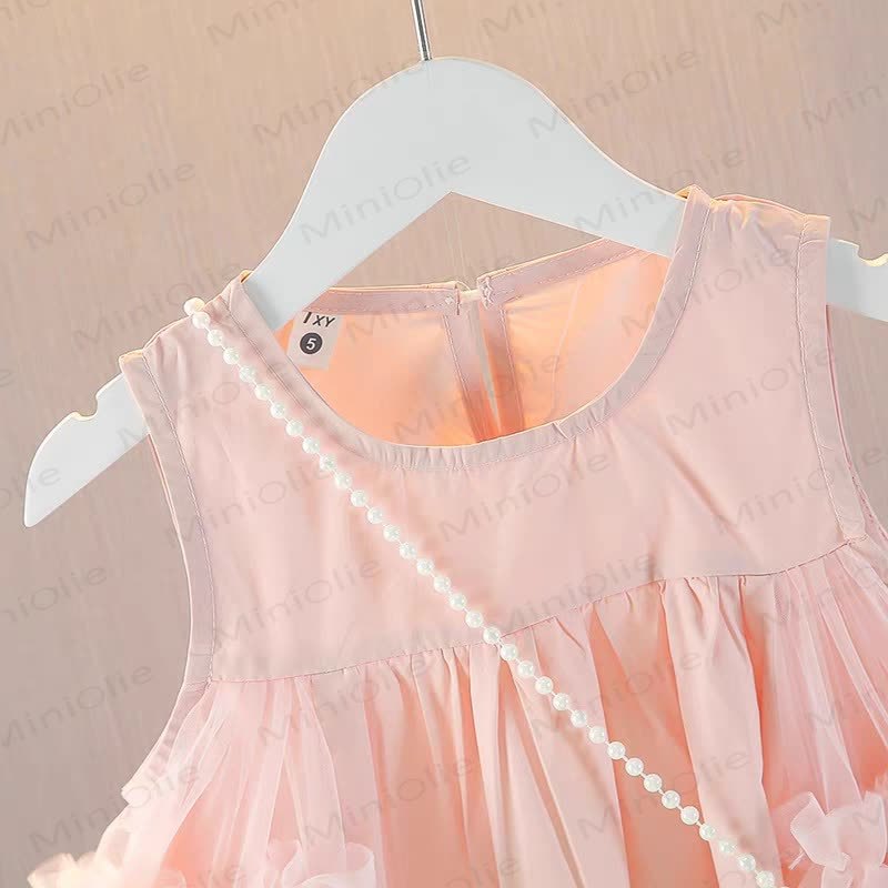 幼児用女の子用花柄メッシュノースリーブDress - image 8