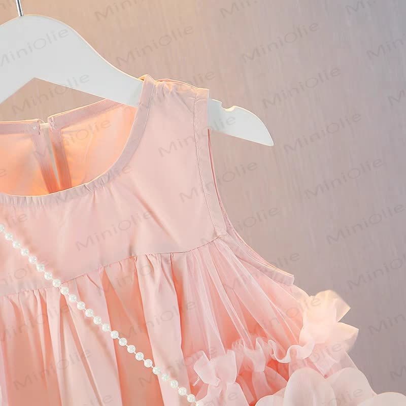 幼児用女の子用花柄メッシュノースリーブDress - image 9
