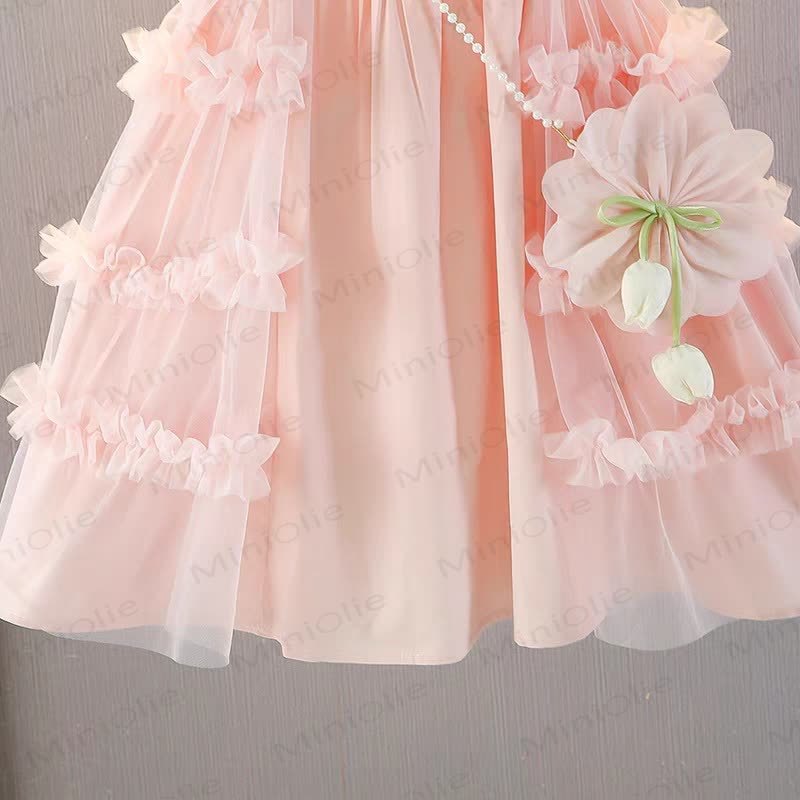 幼児用女の子用花柄メッシュノースリーブDress - image 10