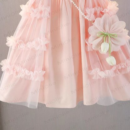 幼児用女の子用花柄メッシュノースリーブDress - image 10
