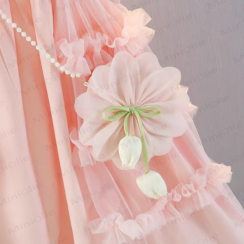 幼児用女の子用花柄メッシュノースリーブDress - image 11