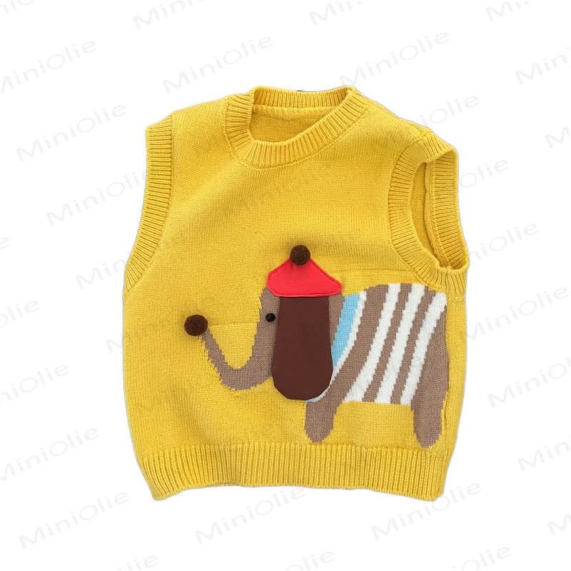 ベビー 幼児 男の子 ニット ドッグ タンクトップ/ベージュ トップス/ブラウン パンツ - image 5
