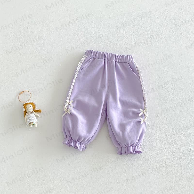 ベビー幼児女の子用ボウレースパンツ - 紫 - 5～7歳 - image 6
