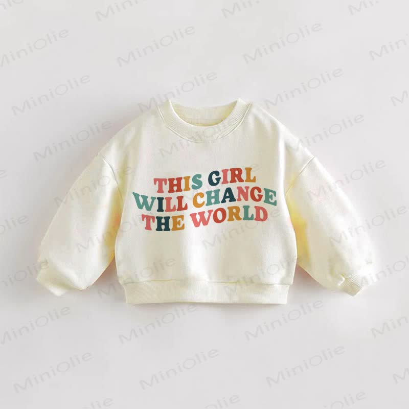 THIS GIRL WILL CHANGE THE WORLD幼児用スウェットシャツ - クリーム - 3～5歳 - image 1