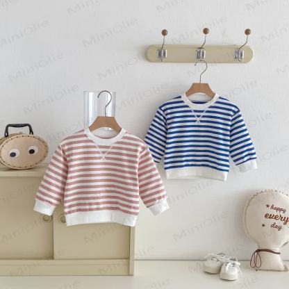 幼児用ストライプ ピンク/ブルー スウェットシャツ - image 1