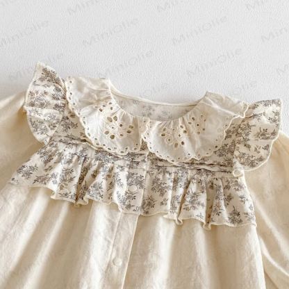 ベビーフローラルカラーベージュロンパース - image 4