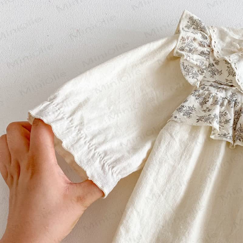 ベビーフローラルカラーベージュロンパース - image 5