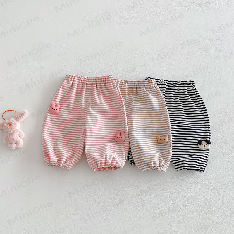 ベビー幼児用ストライプアニマルパンツ - image 1