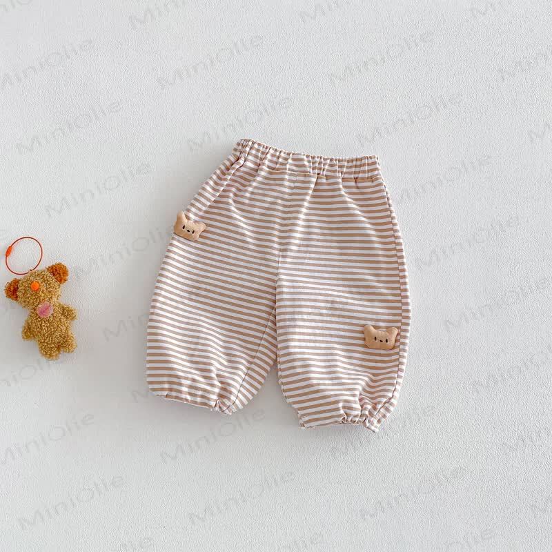 ベビー幼児用ストライプアニマルパンツ - コーヒーホワイト - 5～7歳 - image 5