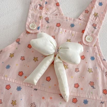 ベビー幼児女の子用リボンフラワーオーバーオール/無地レーストップス - image 9