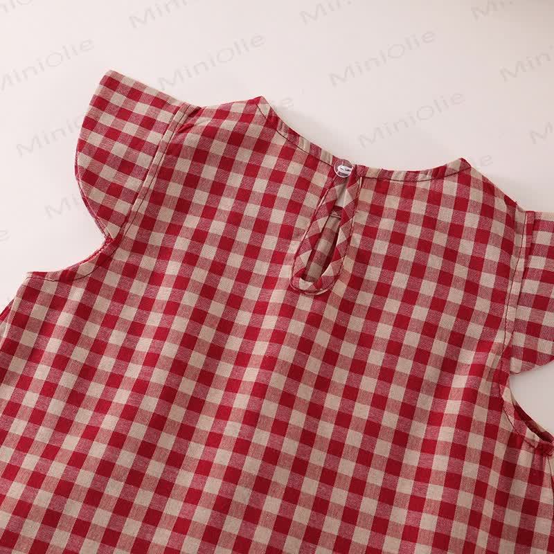 幼児用女の子用チェック柄フライングスリーブ2ピースセット - image 8