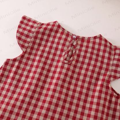 幼児用女の子用チェック柄フライングスリーブ2ピースセット - image 8