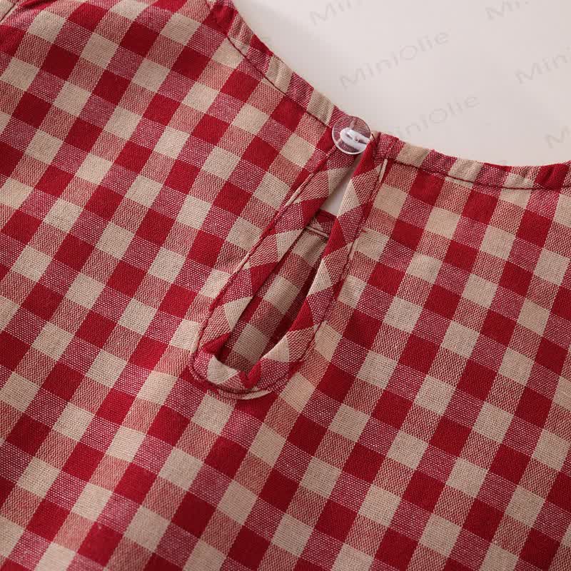 幼児用女の子用チェック柄フライングスリーブ2ピースセット - image 9